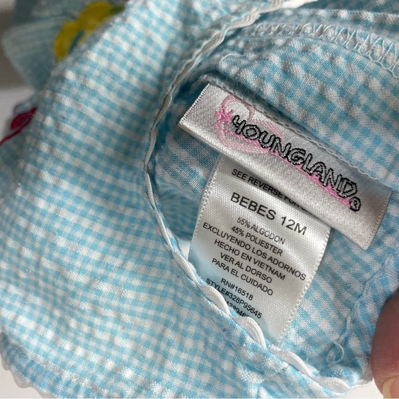 😍Blue Gingham Dress with Colorful Embroidery - Picture 2 of 3